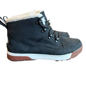 The North Face Black Boots with White Fur Lining